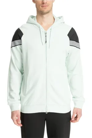 EA7 Sweathshirts & Hoodies, Herre, Blå, M, Bomuld, Ensfarvet Logo Hoodie med Snørelukning