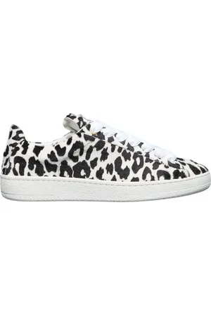 Lanvin Sko, Herre, Flerfarvet, 42 EU, Uld, Cow Print Low-Top Sneakers