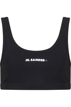 Jil Sander Top, Dame, Sort, S, Hvid badedragt med centralt logo