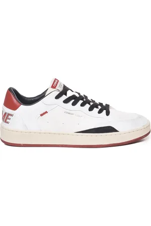 Crime london Sko, Herre, Hvid, 41 EU, Læder, Hvide lædersneakers med rød nitte