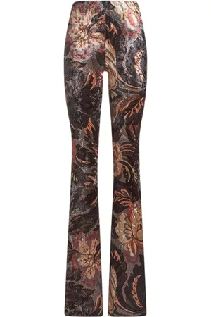 Etro Bukser, Dame, Flerfarvet, XS, Polyester, Floral Print Flared Bukser