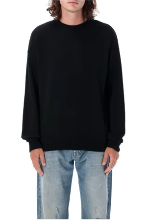 Palm Angels Strik, Herre, Sort, M, Uld, Monogram Print Crewneck Striktrøje