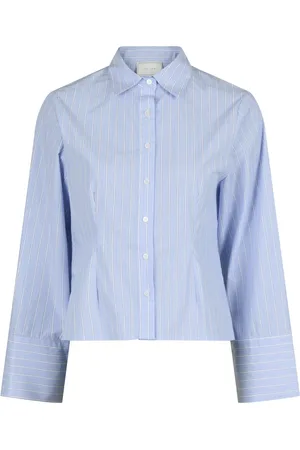 Neo Noir Bluser & Skjorter, Dame, Blå, XL, Bomuld, Rosa Stripe Skjorte