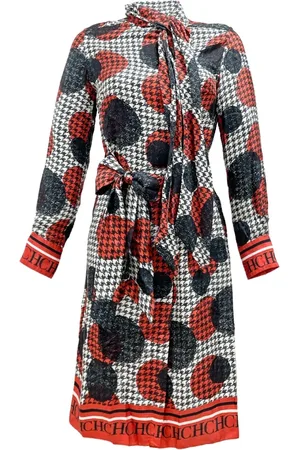 Carolina Herrera Kjole, Dame, Flerfarvet, 2XS, Polka Dot Houndstooth Midi Kjole