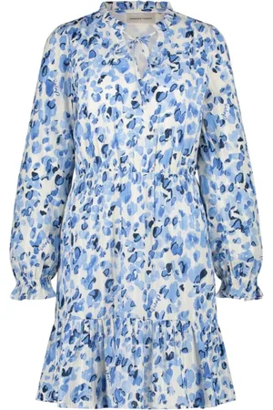 Fabienne Chapot Kjole, Dame, Blå, L, Bomuld, Print Puff Sleeve Dress