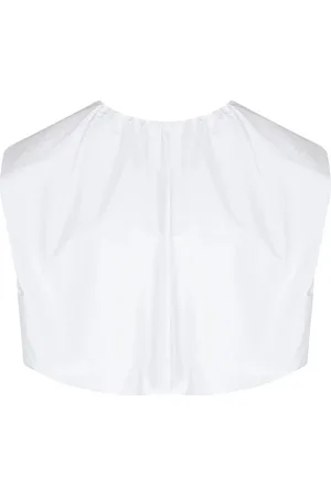 TELA Top, Dame, Hvid, M, Bomuld, Poplin Top med Rund Halsudskæring