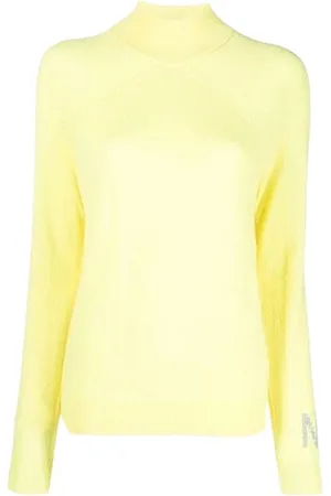 Nina Ricci Strik, Dame, Gul, M, Højhalset trykt turtleneck