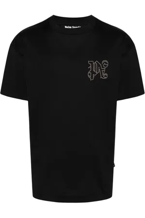 Palm Angels Top, Herre, Sort, S, Bomuld, Monogram Stud T-Shirt