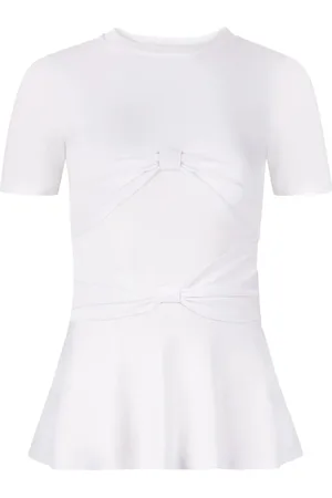 Nina Ricci Top, Dame, Hvid, XL, Bomuld, Peplum T-shirt med sløjfedetalje