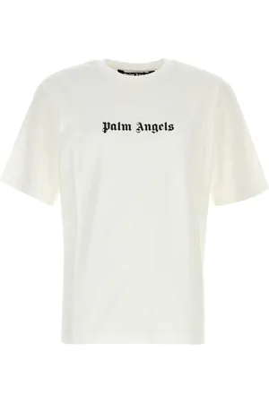 Palm Angels Top, Herre, Hvid, L, Bomuld, Klassisk Logo Crewneck T-shirt