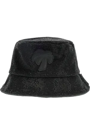 Palm Angels Tilbehør, Dame, Sort, ONE SIZE, Bomuld, Strass Bucket Hat