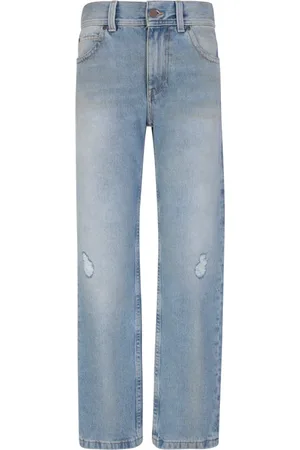Palm Angels Jeans, Dame, Blå, W26, Bomuld, Blå Bomuldsbukser med Slid