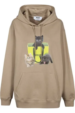 Msgm Sweathshirts & Hoodies, Dame, , XS, Bomuld, Bomulds Hoodie med Frontprint