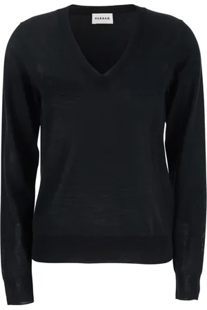 P.A.R.O.S.H. Strik, Dame, Sort, L, Uld, Sort V-hals langærmet sweater