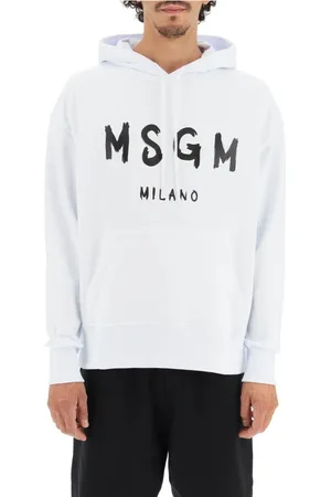 Msgm Sweathshirts & Hoodies, Herre, Hvid, M, Bomuld, Kontrast Logo Hættetrøje