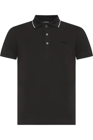 Ermenegildo Zegna Top, Herre, Brun, M, Uld, Mørkebrun poloshirt med logo