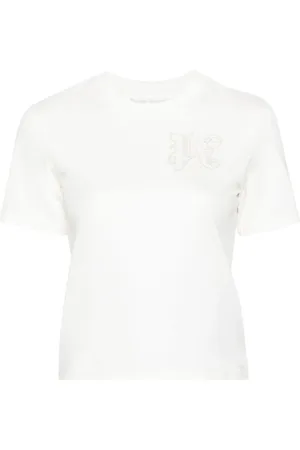 Palm Angels Top, Dame, Hvid, S, Bomuld, Monogram Tee