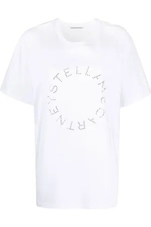 Stella McCartney Top, Dame, Hvid, S, Bomuld, Ensfarvet hvid bomulds T-shirt med logo