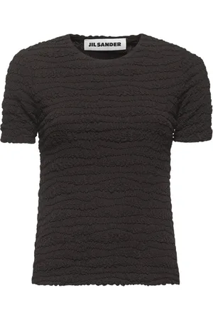 Jil Sander Bluser & Skjorter, Dame, Brun, M, Brun Crewneck Top med Korte Ærmer