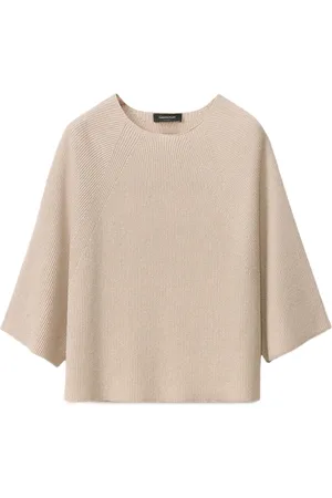 Fabiana Filippi Strik, Dame, , L, Bomuld, Bomuld Lurex Cape Sweater Sand