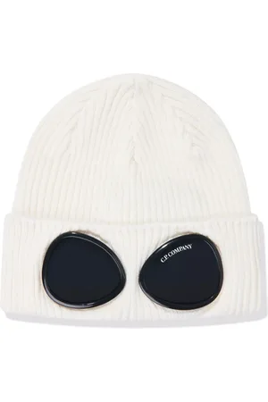 C.P. Company Tilbehør, unisex, Hvid, S, Uld, Uldstrik Hue med Goggles