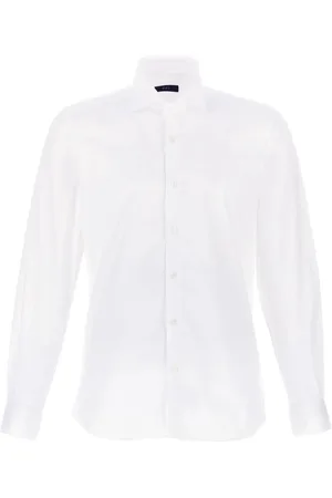 FAY Skjorte, Herre, Hvid, 4XL, Bomuld, Hvid Stretch-Bomuldsskjorte
