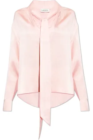 Lanvin Bluser & Skjorter, Dame, Lyserød, S, Satin, Silketop med bindebånd i halsen