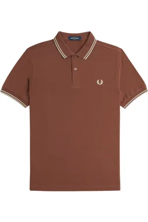 Fred Perry Top, Herre, Brun, L, Bomuld, Klassisk poloshirt med dobbelt stribe