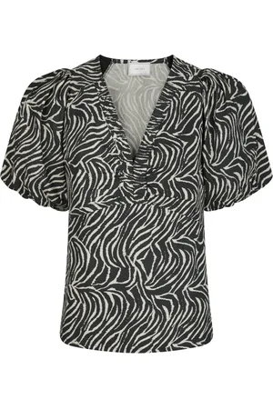 Neo Noir Bluser & Skjorter, Dame, Sort, S, Bomuld, Irina Zebra Bluse