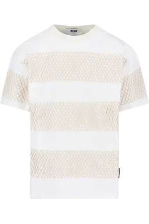Msgm Top, Herre, Hvid, XS, Bomuld, Stribet T-shirt