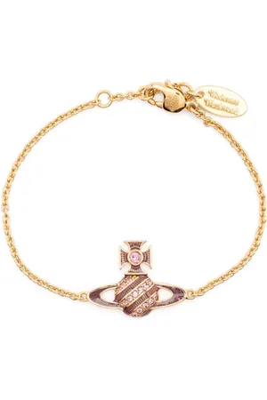 Vivienne Westwood Tilbehør, Dame, Gul, ONE SIZE, Uld, Orb Plaque Guld-Tone Vedhæng Halskæde