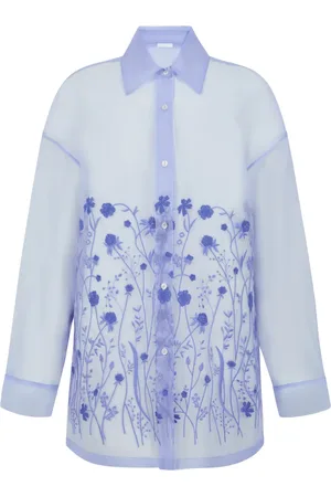 P.A.R.O.S.H. Bluser & Skjorter, Dame, Blå, S, Tyl, Camicia Silk Shirt