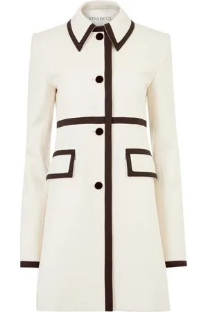 Nina Ricci Frakke, Dame, Hvid, 4XL, Uld, Uld Gabardine Frakke