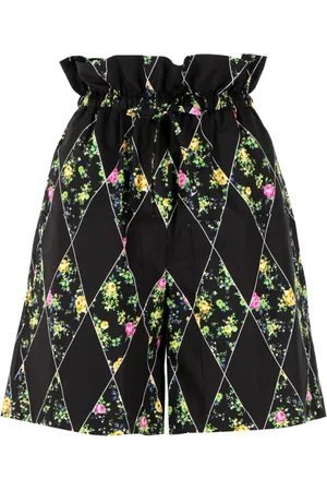 Msgm Shorts, Dame, Sort, XS, Uld, Floral-Print High-Waisted Shorts