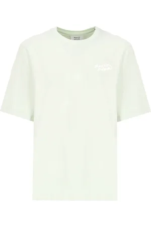 Maison Kitsuné Top, Dame, Grøn, L, Bomuld, Grøn Bomuldst-shirt med Logo Broderi