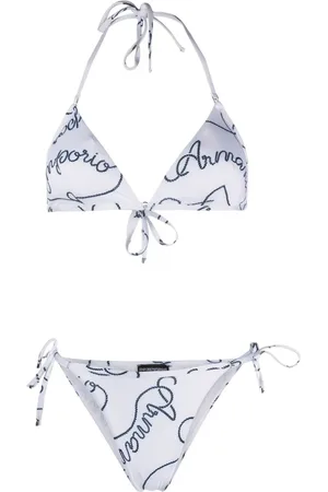 Emporio Armani Badetøj, Dame, Flerfarvet, M, Polyester, Blå Logo Bikini Sæt