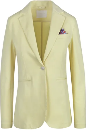 Circolo Jakke, Dame, Gul, M, Bomuld, Piquet Blazer med Revers og Lommer