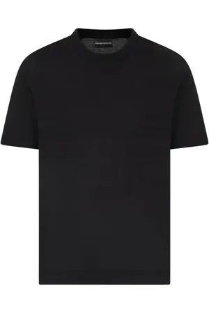 Emporio Armani Top, Herre, Sort, L, Uld, Jacquard Logo Kortærmet T-shirt