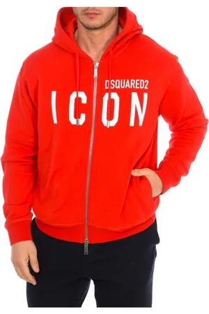 Dsquared2 Sweathshirts & Hoodies, Herre, Rød, L, Bomuld, Zip-through Hoodie