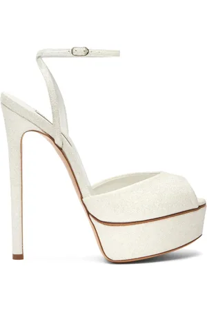 Casadei Sko, Dame, Hvid, 38 1/2 EU, Læder, Jolly Sandal i Mælkehvid Glitter