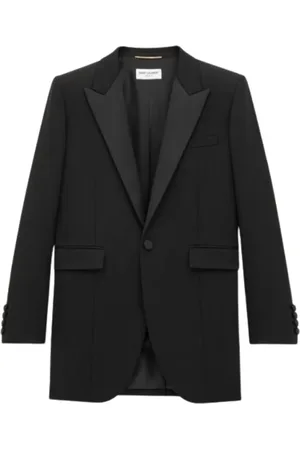 Saint Laurent Jakke, Dame, Sort, M, Uld, Elegant Blazer til Stilfuldt Look