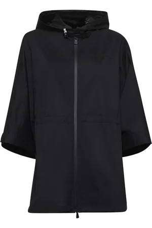 Moncler Frakke, Dame, Sort, ONE SIZE, Uld, Vandafvisende Sort Frakke med Hætte