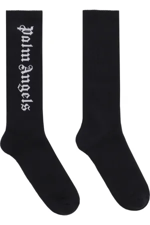 Palm Angels Undertøj, Herre, Sort, S/M, Bomuld, Kontrasterende Intarsia Bomuldsstrømper