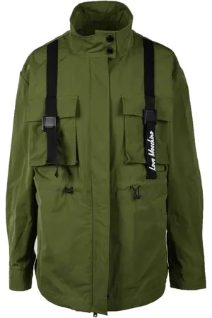 Moschino Jakke, Dame, Grøn, S, Bomuld, Grøn militærstil nyttejakke