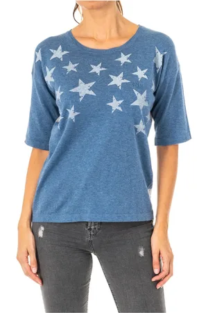 La Martina Top, Dame, Blå, M, Bomuld, 3/4 Ærme Jersey med Stjernedesign
