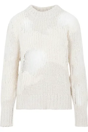 Chloé Strik, Dame, Hvid, XS, Uld, Hvid Uldblanding Sweater med Slid