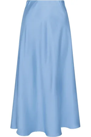 Neo Noir Nederdel, Dame, Blå, XS, Satin, Elegant Satin Midi Nederdel