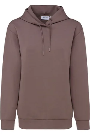 Calvin Klein Sweathshirts & Hoodies, Dame, Brun, S, Bomuld, Minimal Logo Scuba Hættetrøje