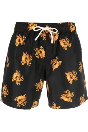 Palm Angels Badetøj, Herre, Sort, M, Uld, Burning Monogram Badeshorts