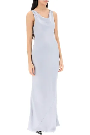 Norma Kamali Kjole, Dame, Grå, M, Satin, Satin Cowl Neck Gown